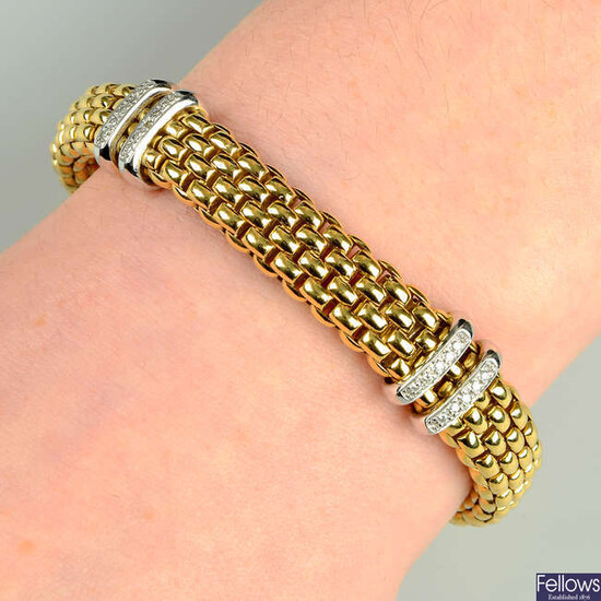An 18ct gold diamond two-row 'Maori' bracelet, by Fope.