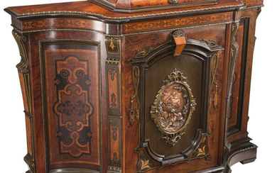 An American Renaissance Revival Sideboard with Repouss Copper Relief Panel Attributed to Thomas Godey (circa 1870)