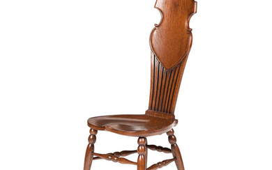 An English Carved and Pierced Oak High-Back Chair