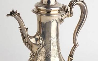 An English sterling silver Georgian coffee pot - London 1770...