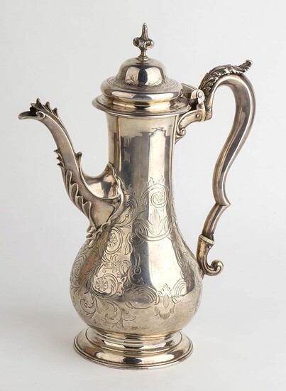 An English sterling silver Georgian coffee pot - London...