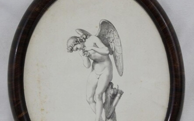 An Engraving of a Sculpture "Amore,"