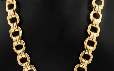 An Fine Art Deco 15K Gold Flat Link Necklace