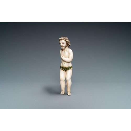 An Indo-Portuguese polychromed ivory figure of the Christ Ch...
