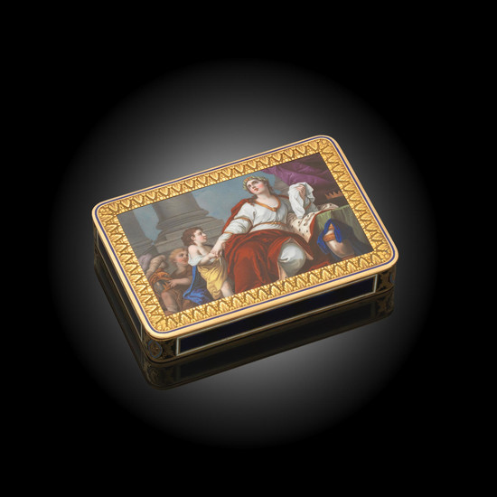 An early 19th century Swiss gold and enamelled snuff box