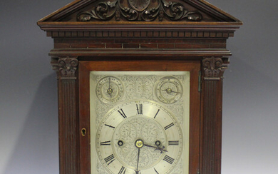 An early 20th century mahogany bracket clock with eight day twin fusee movement striking hours and h
