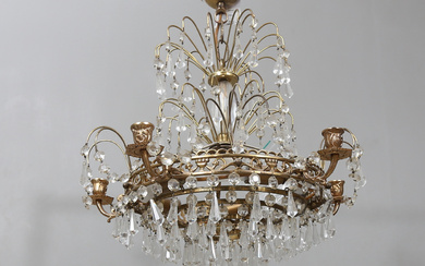 An empire-style chandelier, 20th century, high excusive chain approx. 38 cm.