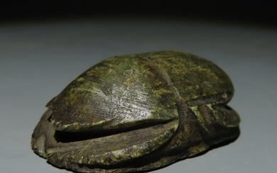 Ancient Egyptian Stone Heart Scarab. Late Period 664 - 323 BC. 4 cm H. Nice form. Spanish Export License.