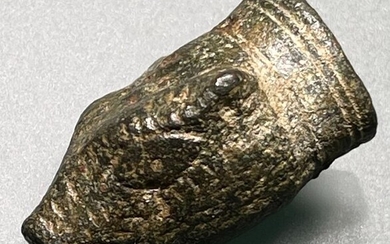 Ancient Roman Bronze Handle shaped with a Legendary Image of the LUPA ROMANA (She-Wolf nursed the twins Romulus & Remus)