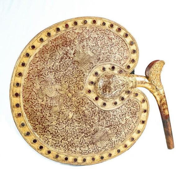 Antique 18th Century Burmese Lacquerware Monk Fan