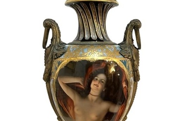 Antique 19th Century Royal Vienna Hand Painted Porcelain Vase
