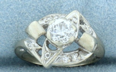 Antique 2/3ct TW Old European Cut Diamond Ring in 14k White Gold