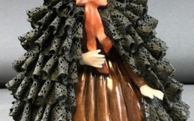 Antique Dresden Lace figurine Godeys fashions