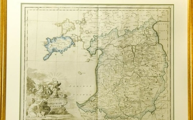 Antique Framed Map Showing Estonia Coast & Russia