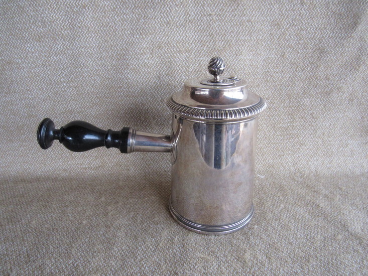 Antique French Silver & Wood Handle- chocolatier/ Coffee Pot-...