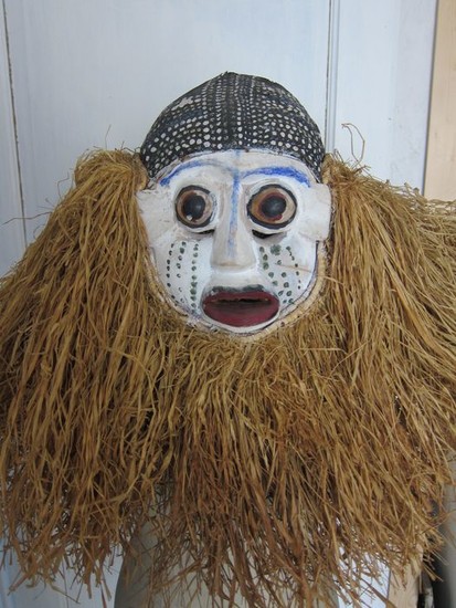 Antique Kholuka mask - Plant fibre, Wood - Yaka - DR Congo
