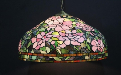 Antique Leaded Glass Dome Chandelier