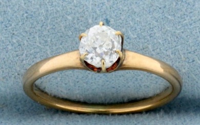 Antique Old Mine Cut Diamond Victorian Engagement Ring in 14k Rose Gold