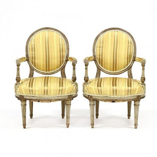 Antique Pair of Signed Louis XVI Style Carved and