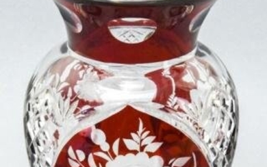 Antique Red to Clear Bohemian Glass Vase