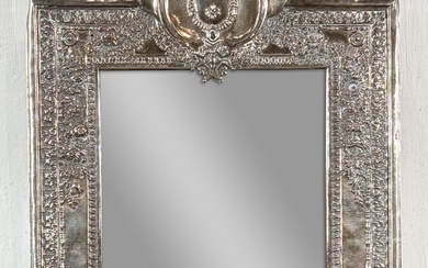 Antique Silver Plate Frame Mirror