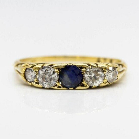 Antique Victorian 18k Sapphire and Diamond British Ring