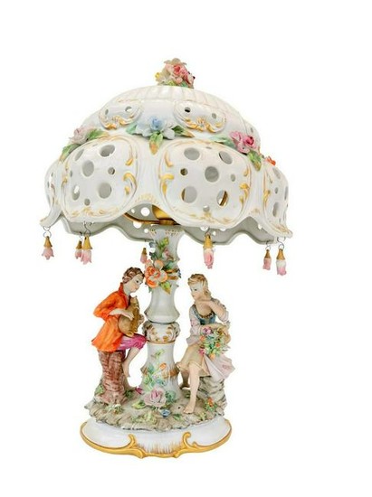 Antique porcelain lamp - Neapolitan - Italian lamp