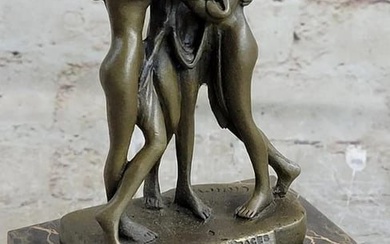 Antonio Canova's Signed "Three Graces" Inspired Bronze Sculpture on Marble Base - 8" x 4"