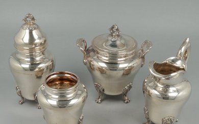 Antoon Jan Pichal, Roomstel , Lepelvaasje & Theebus - Sugar and cream set (4) - .833 silver