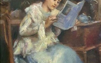 Artista italiano, primi anni del XX secolo - Donna in lettura