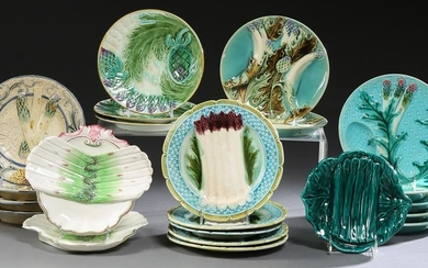 Assembled Set of Twenty-Two French Majolica Aparagus