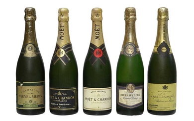 Assorted Non-Vintage Champagne and Sparkling Wine: Moët Nectar Imperial and four others