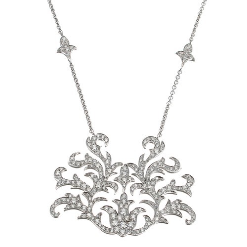 Attractive modern 18k white gold 32" necklace with a diamond...