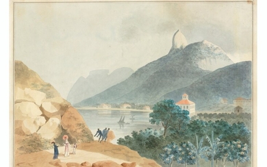 Attributed to Nicolas-Antoine Taunay (1755-1830), La Glória Church, Rio de Janeiro, with the Sugar Loaf beyond; and Botafogo Bay, Rio de Janeiro, with Corcovado, and Pedra da Gávea beyond