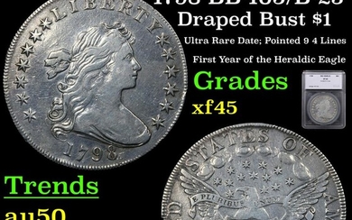 ***Auction Highlight*** 1798 Draped Bust Dollar BB-105/B-23 $1 Graded xf45 By SEGS (fc)