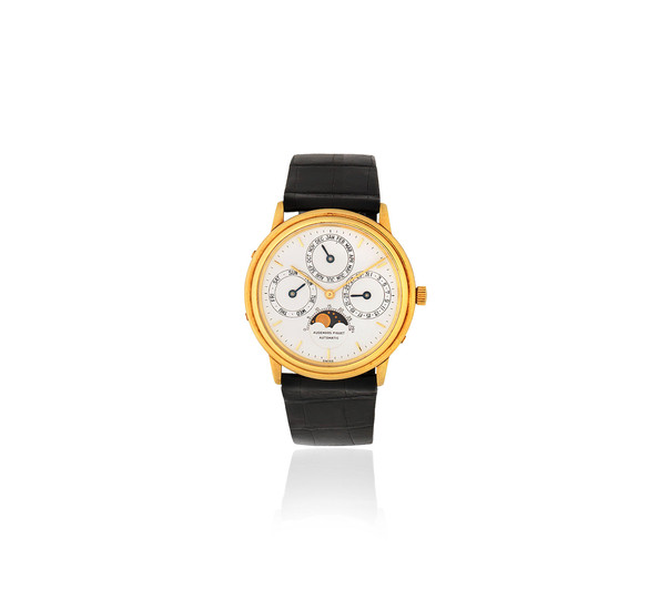 Audemars Piguet. A fine 18K gold perpetual calendar automatic wristwatch with moon phase