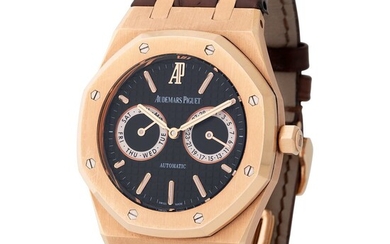 Audemars Piguet. Fine and Rare Royal Oak Automatic Wristwatch in Pink Gold, Reference 26330OR, With Black Clous-de-Paris Dial, Box, Papers, Booklets and Tag