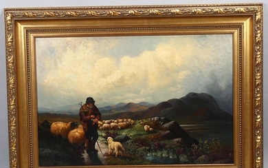 WITHDRAWN - B Davis, shepherd and sheep in the mountains, oi...
