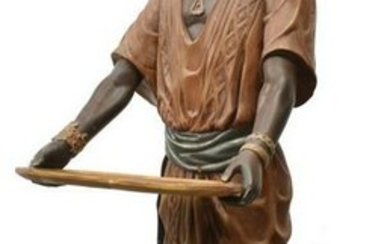 BLACKAMOOR STANDING FIGURE HOLDING A TRAY, 63"H