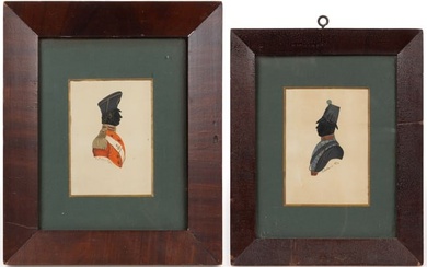BRITISH SCHOOL (19TH CENTURY) PAINTED MILITARY SILHOUETTES, LOT OF TWO
