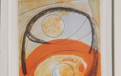 Barbara Hepworth a pencil signed limited edition 57/60 lithograph on paper 1969 gensis from the Curwen studio series of twelve, frame size 3