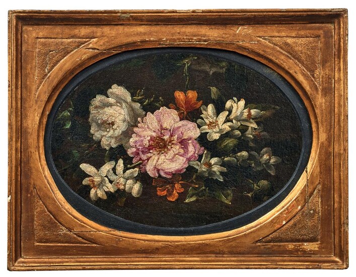 Baudesson, Nicolas - Kreis des: Ovales Blumenstillleben