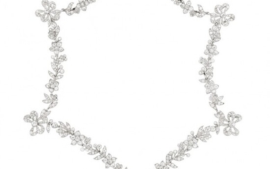 Belle Époque Platinum, Diamond and Natural Pearl Necklace
