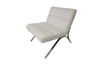 Biscuit Tufted Chrome Lounge Chair