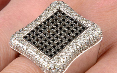 Black gem and diamond ring