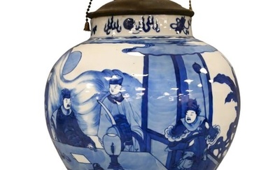 Blue and White Chinese Jar-Lamp