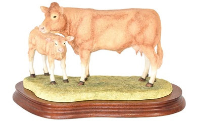 Border Fine Arts 'Blonde D'Aquitaine Cow and Calf', model No....