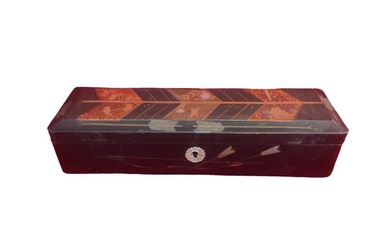 Box - Tea Box with Blossoming Almond Tree and Sparrows - Lacquer, Wood, Polychrome