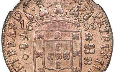 Brazil: , Pedro II 640 Reis 1695-(B) AU53 NGC,...