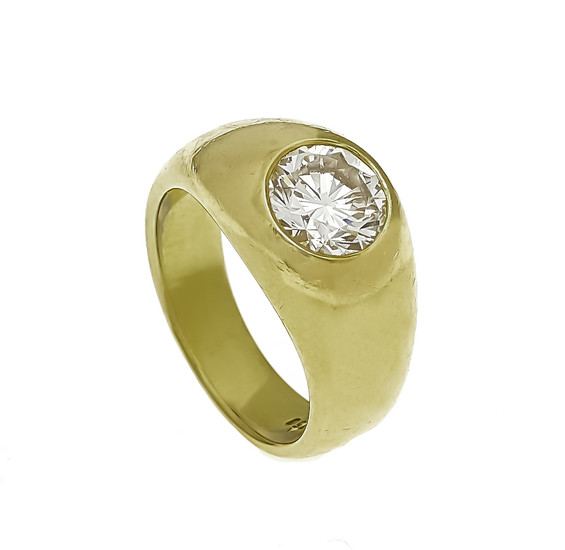 Brilliant ring GG 750/000 with a brilliant-cut diamond...